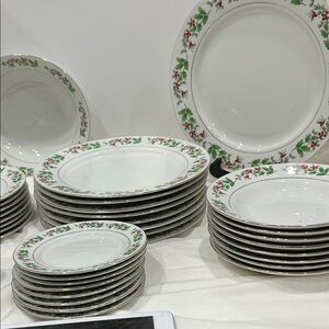 Gibson Festive Green and Red Dinnerware Set